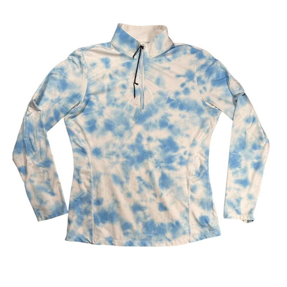 Rhoback Cloud Wash Quarter Zip Womens M Blue Tie Dye Performance Golf Pullover